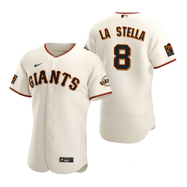 Men's San Francisco Giants #8 Tommy La Stella Nike Cream Home Flexbase Jersey