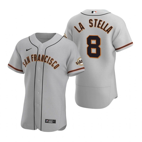 Men's San Francisco Giants #8 Tommy La Stella Nike Grey Road Flexbase Jersey