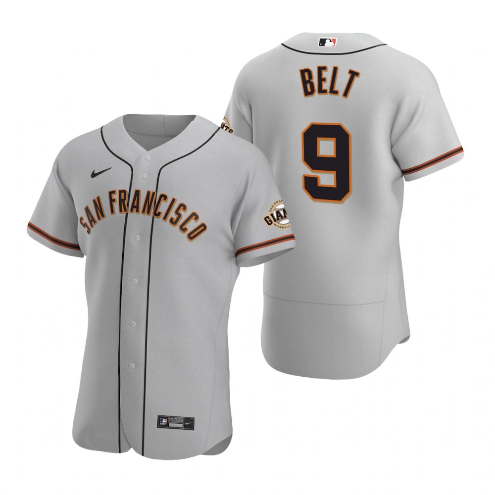 Men's San Francisco Giants #9 Brandon Belt Nike Grey Road Flexbase Jersey