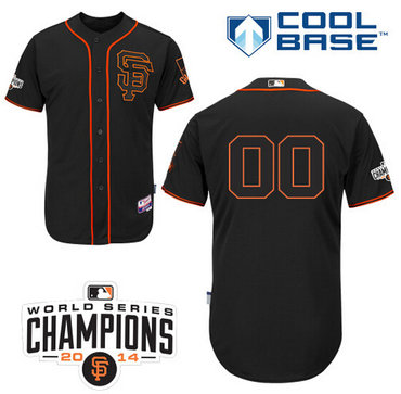 Men's San Francisco Giants Customized 2014 World Series Champion Patch Black Jersey
