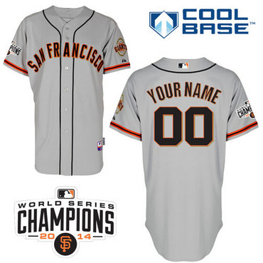 Men's San Francisco Giants Customized 2014 World Series Champion Patch Gray Jersey