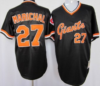 Men's San Francisco Giants Retired Playere #27 Juan Marichal Black Pullover Throwback Jersey