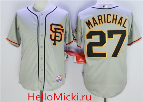 Men's San Francisco Giants Retired Playere #27 Juan Marichal Gray SF Cool Base Baseball Jersey
