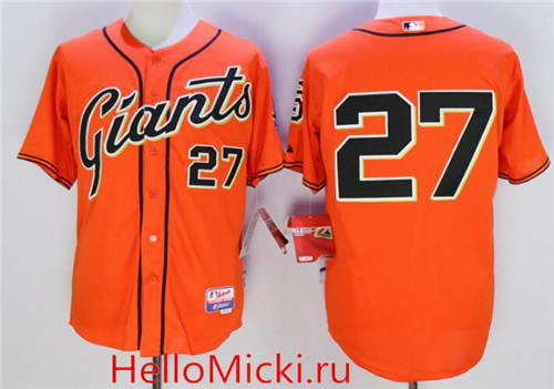 Men's San Francisco Giants Retired Playere #27 Juan Marichal Orange Cool Base Baseball Jersey