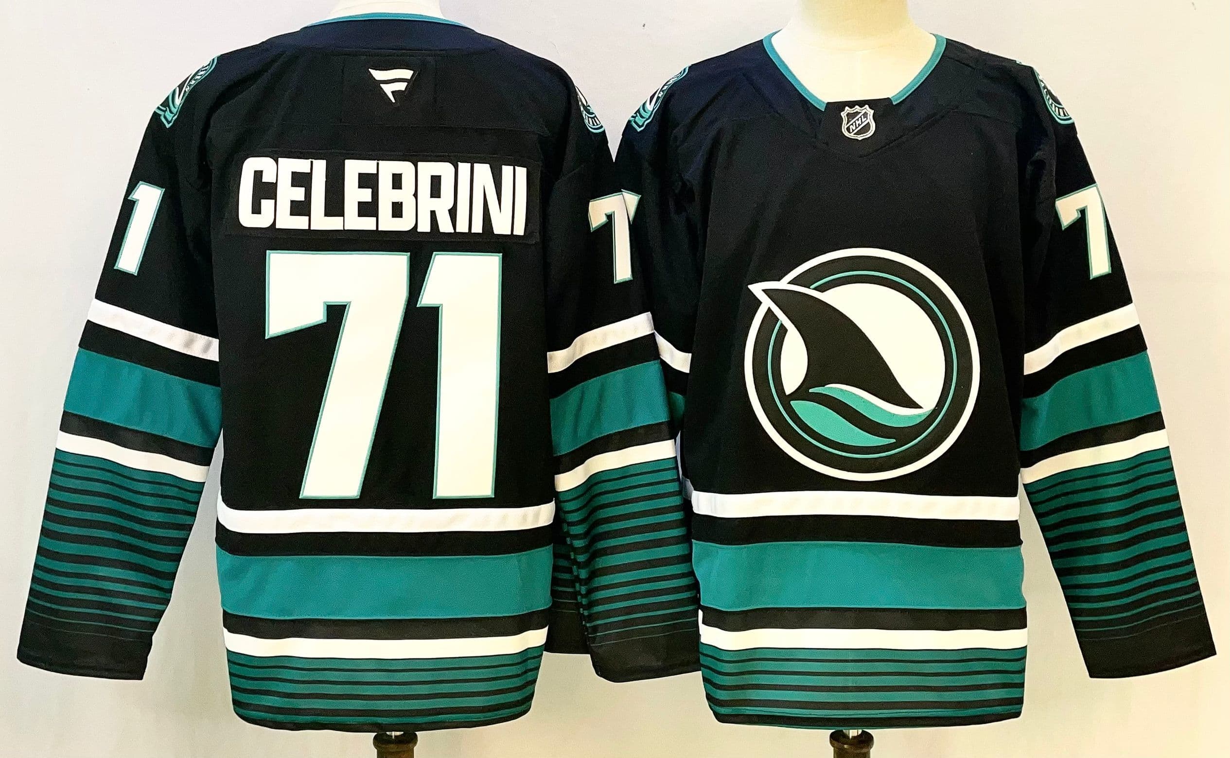 Men's San Jose Sharks   Macklin Celebrini Fanatics Teal Home Premium Jersey