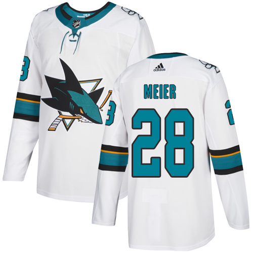 Men's San Jose Sharks #28 Timo Meier adidas Away White Jersey Stitched