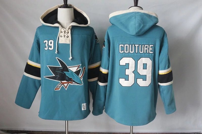 Men's San Jose Sharks #39 Logan Couture Teal Green Jersey Speedwick Pullover Hoodie Stitched