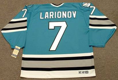 Men's San Jose Sharks #7 IGOR LARIONOV 1995 CCM Vintage Throwback NHL Hockey Jersey Stitched