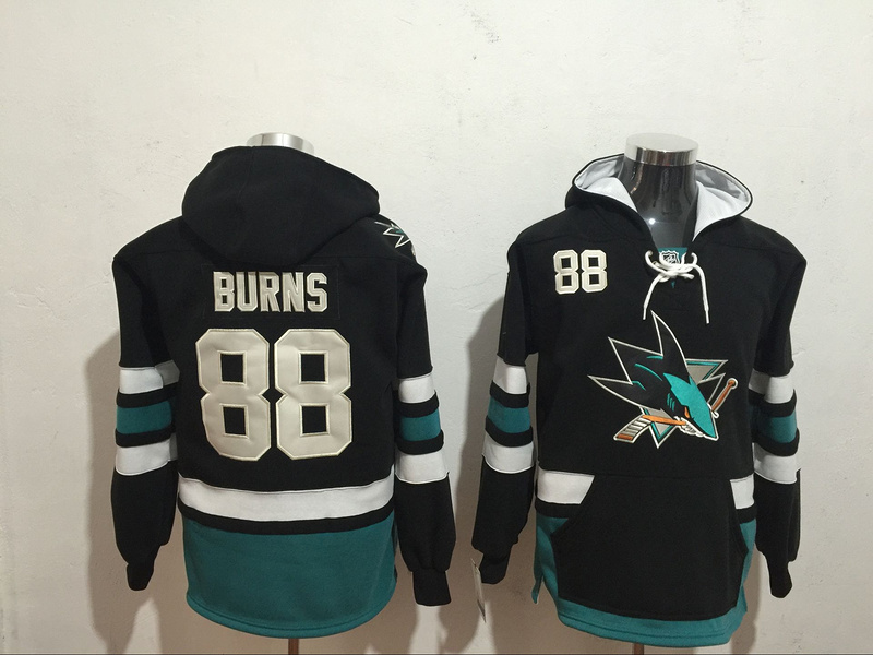 Men's San Jose Sharks #88 Brent Burns NEW Black Stitched NHL Old Time Hockey Hoodie Stitched