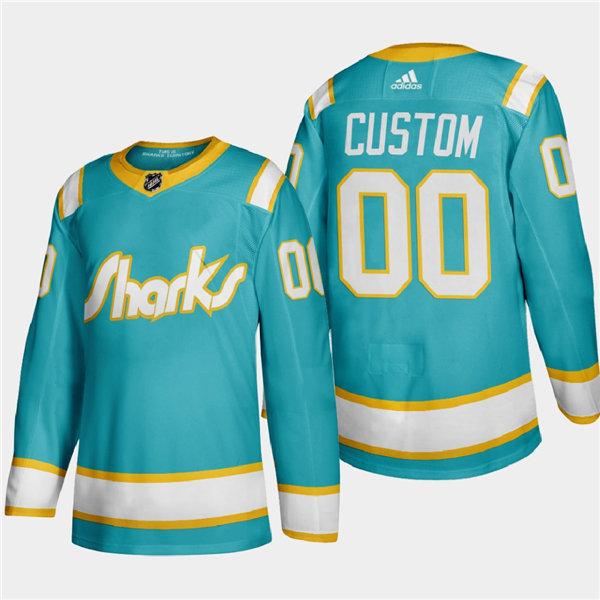 Men's San Jose Sharks Custom adidas 2020-21 California Golden Seals Throwback Authentic Teal Jersey Stitched