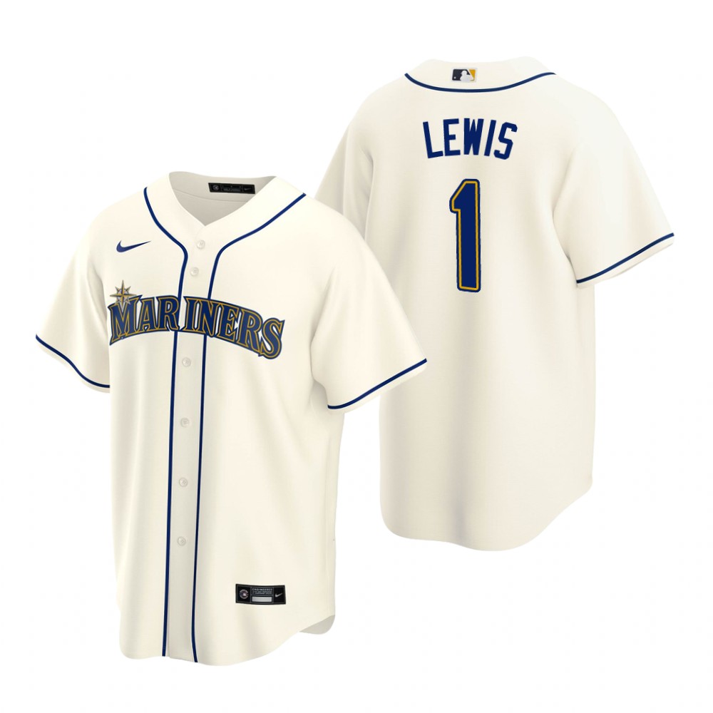 Men's Seattle Mariners #1 Kyle Lewis Nike Cream Alternate Cool Base Jersey