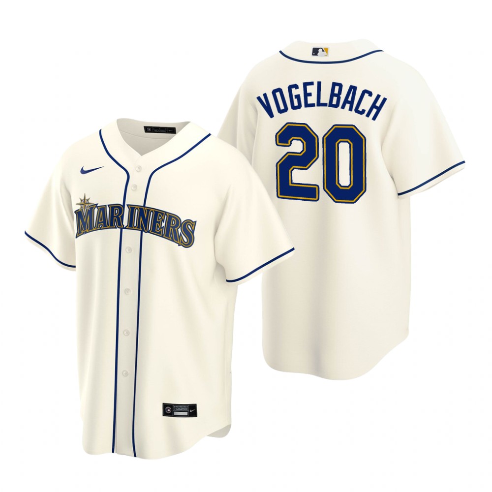 Men's Seattle Mariners #20 Taylor Trammell Nike Cream Alternate Cool Base Jersey