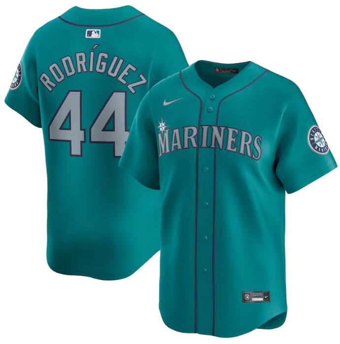 Men's Seattle Mariners #44 Julio Rodr?-guez Aqua Alternate Limited Stitched jersey