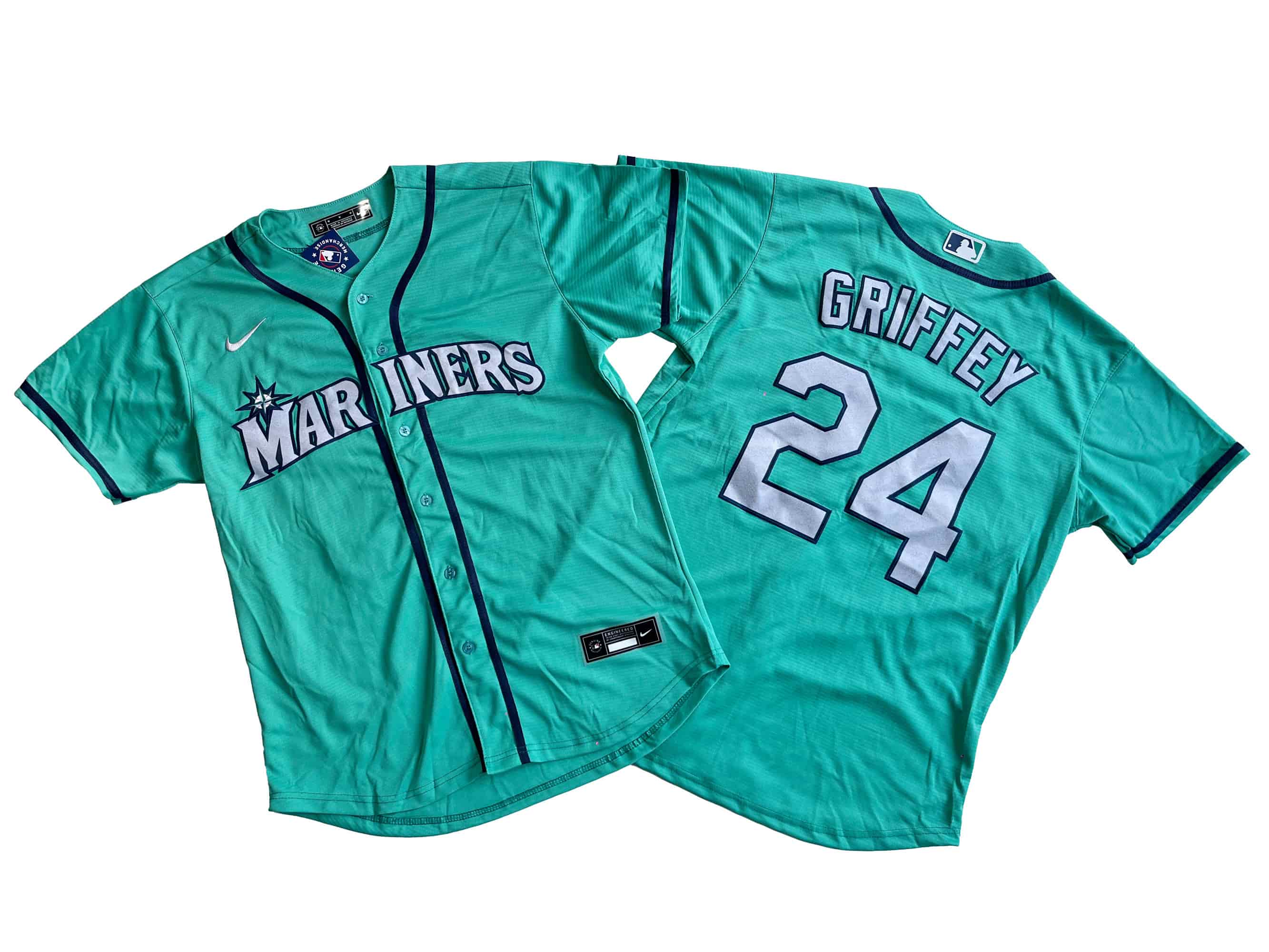 Men's Seattle Mariners 24# Ken Griffey Jr. Nike Player Cool Base Jersey.