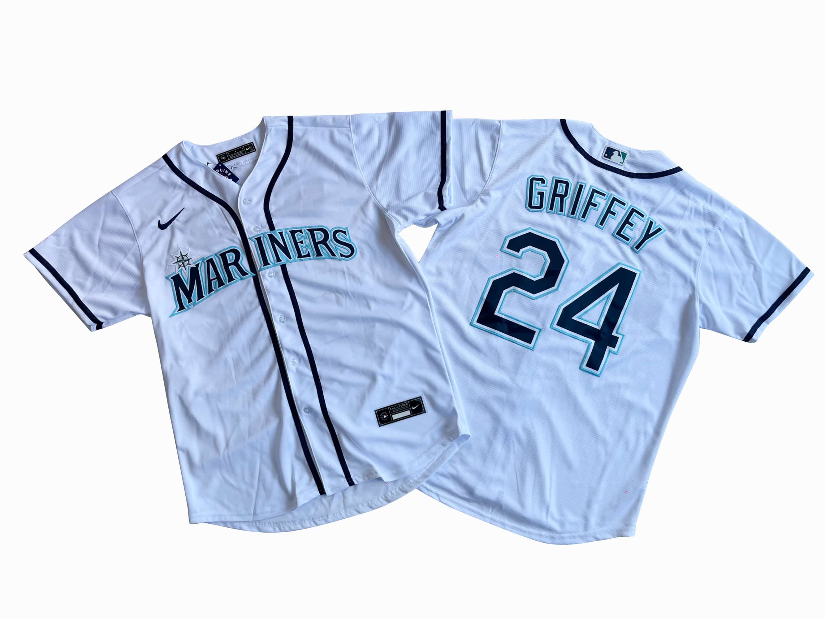Men's Seattle Mariners 24# Ken Griffey Jr. Nike White Home Replica Player Jersey