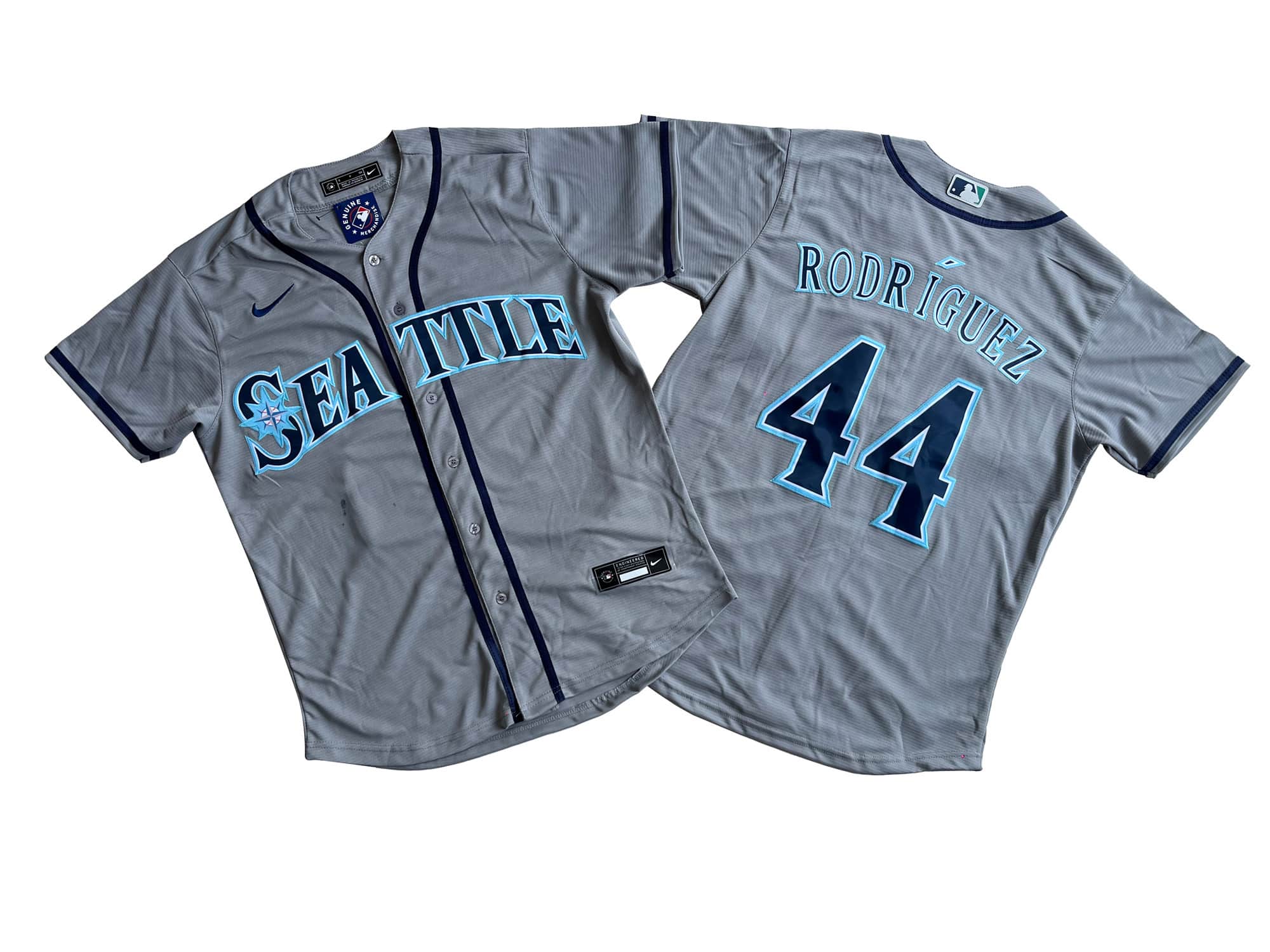 Men's Seattle Mariners 44# Julio Rodriguez Nike Gray Home Replica Player Jersey