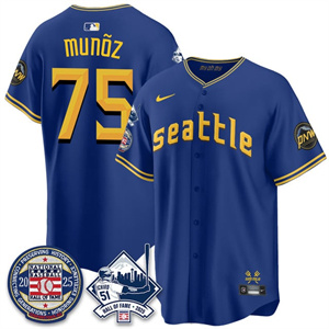 Men's Seattle Mariners Ichiro Number Retirement Jersey V2 - All Stitched Andrés Mu?oz -  75