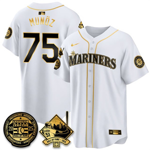 Men's Seattle Mariners Ichiro Number Retirement Jersey V2 - All Stitched Andrés Mu?oz   75