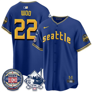 Men's Seattle Mariners Ichiro Number Retirement Jersey V2 - All Stitched Bryan Woo -  22