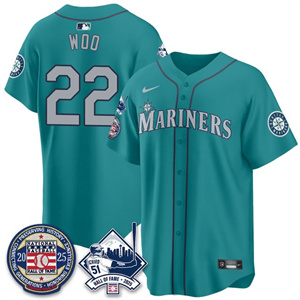 Men's Seattle Mariners Ichiro Number Retirement Jersey V2 - All Stitched Bryan Woo -# 22