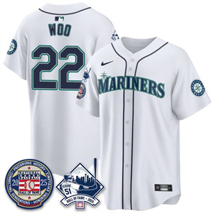 Men's Seattle Mariners Ichiro Number Retirement Jersey V2 - All Stitched Bryan Woo # 22
