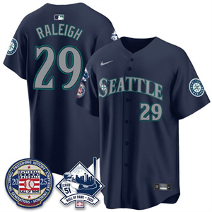 Men's Seattle Mariners Ichiro Number Retirement Jersey V2 - All Stitched Cal Raleigh -    29