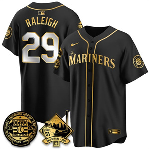 Men's Seattle Mariners Ichiro Number Retirement Jersey V2 - All Stitched Cal Raleigh - 29