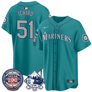 Men's Seattle Mariners Ichiro Number Retirement Jersey V2 - All Stitched Ichiro Suzuki - #51