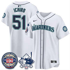 Men's Seattle Mariners Ichiro Number Retirement Jersey V2 - All Stitched Ichiro Suzuki #51