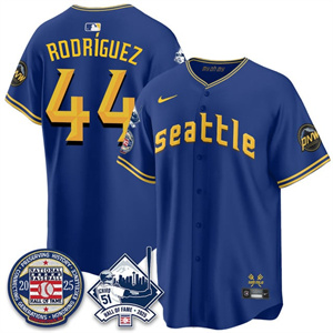 Men's Seattle Mariners Ichiro Number Retirement Jersey V2 - All Stitched Julio Rodríguez  - 44