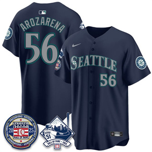 Men's Seattle Mariners Ichiro Number Retirement Jersey V2 - All Stitched Randy Arozarena   - 56