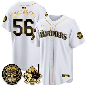 Men's Seattle Mariners Ichiro Number Retirement Jersey V2 - All Stitched Randy Arozarena  56