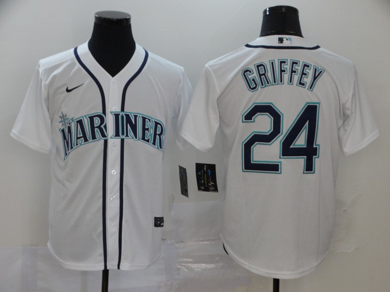 Men's Seattle Mariners Retired Player #24 Ken Griffey Jr. Nike White Cool Base Jersey