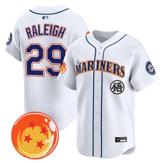 Men's Seattle Mariners x Dragon Ball Vapor Premier Limited Jersey - All Stitched Cal Raleigh      29