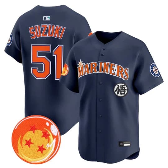 Men's Seattle Mariners x Dragon Ball Vapor Premier Limited Jersey - All Stitched Ichiro  Suzuki51