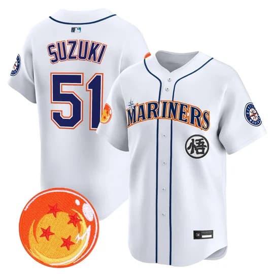 Men's Seattle Mariners x Dragon Ball Vapor Premier Limited Jersey - All Stitched Ichiro Suzuki   51