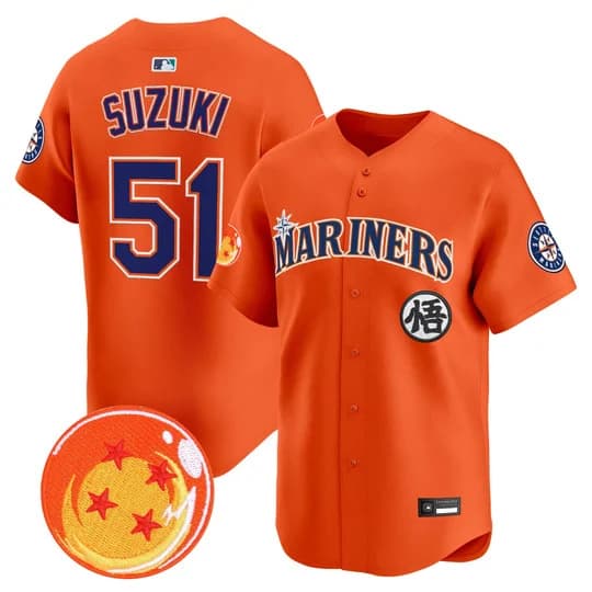 Men's Seattle Mariners x Dragon Ball Vapor Premier Limited Jersey - All Stitched Ichiro Suzuki