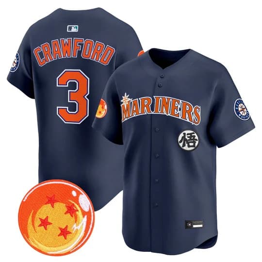 Men's Seattle Mariners x Dragon Ball Vapor Premier Limited Jersey - All Stitched J.P. Crawford      3