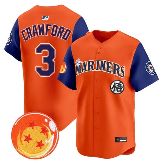 Men's Seattle Mariners x Dragon Ball Vapor Premier Limited Jersey - All Stitched J.P. Crawford 3