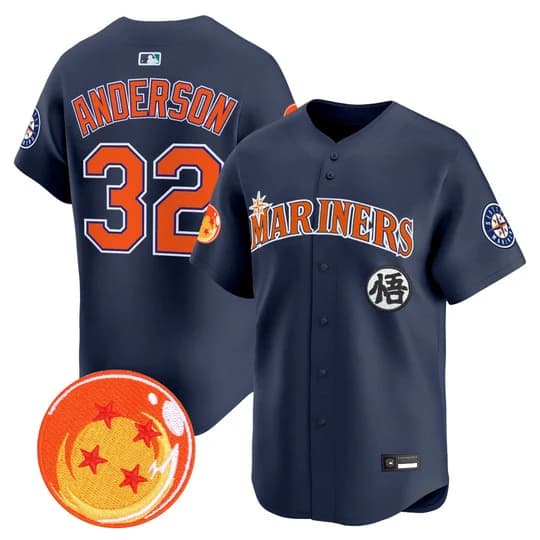 Men's Seattle Mariners x Dragon Ball Vapor Premier Limited Jersey - All Stitched Kade Anderson   32