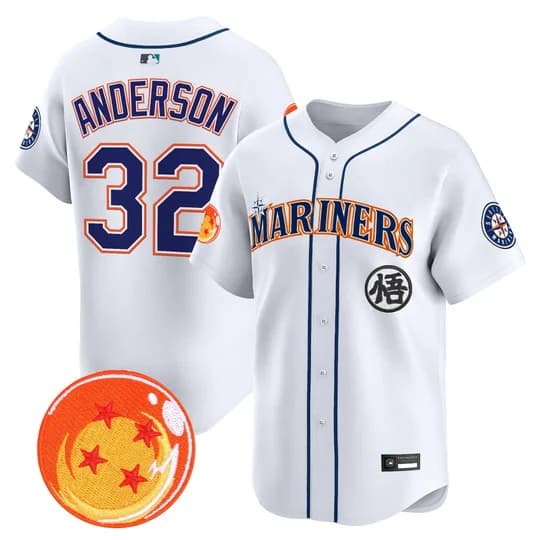 Men's Seattle Mariners x Dragon Ball Vapor Premier Limited Jersey - All Stitched Kade Anderson #  32