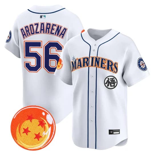 Men's Seattle Mariners x Dragon Ball Vapor Premier Limited Jersey - All Stitched Randy Arozarena #  56