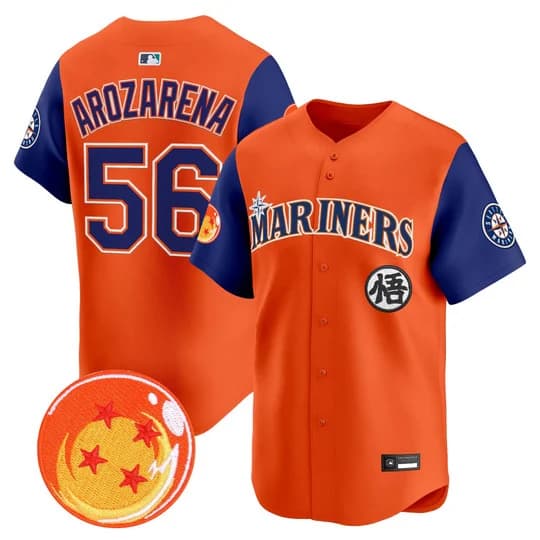 Men's Seattle Mariners x Dragon Ball Vapor Premier Limited Jersey - All Stitched Randy Arozarena 56