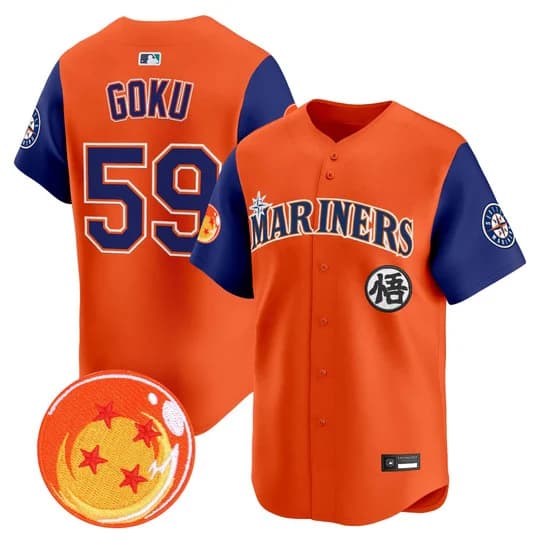 Men's Seattle Mariners x Dragon Ball Vapor Premier Limited Jersey - All Stitched Son Goku   59
