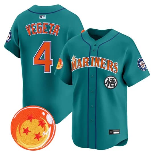 Men's Seattle Mariners x Dragon Ball Vapor Premier Limited Jersey - All Stitched Vegeta    4