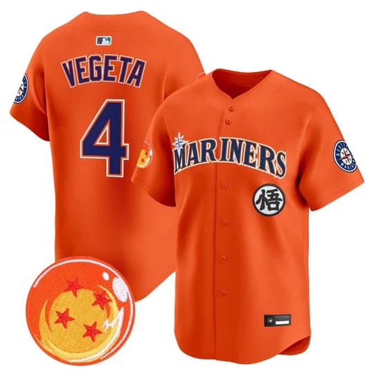Men's Seattle Mariners x Dragon Ball Vapor Premier Limited Jersey - All Stitched Vegeta