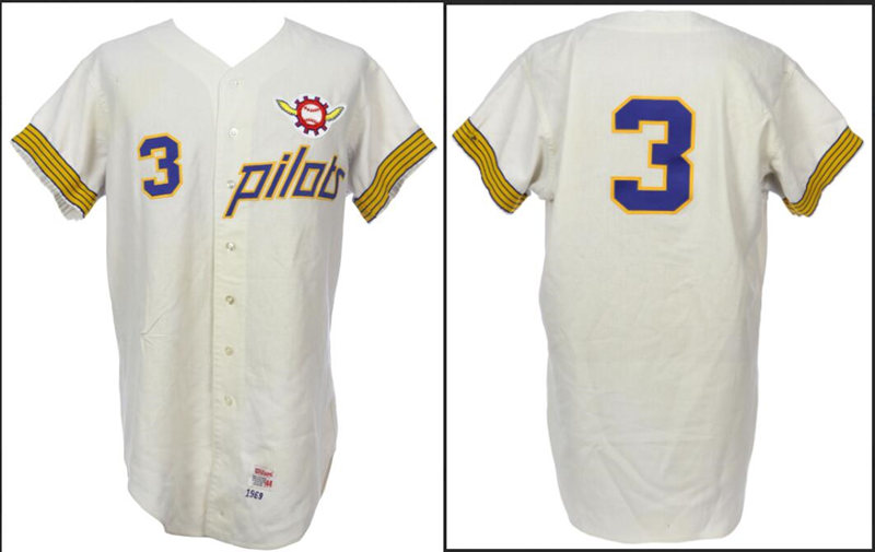 Men's Seattle Pilots #3 Joe Schultz 1969 Home Cream MITCHELL & NESS Cooperstown Throwback Baseball Jersey