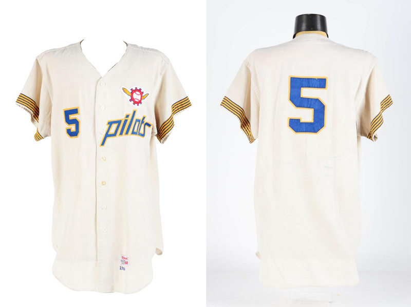 Men's Seattle Pilots #5 Don Mincher 1969 Spring Training Game Worn Road MITCHELL & NESS Cooperstown Throwback Baseball Jersey