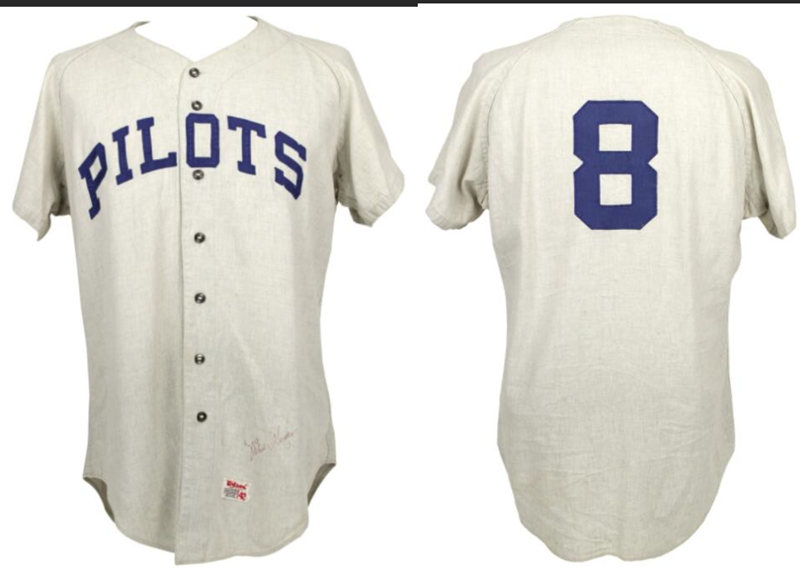 Men's Seattle Pilots #8 Mike Hegan 1969 Spring Training Game Worn Road MITCHELL & NESS Cooperstown Throwback Baseball Jerse