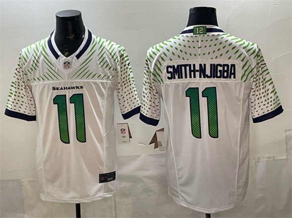 Men's Seattle Seahawks #11 Jaxon Smith-Njigba White 2025 F.U.S.E. a??Rivalriesa?? Vapor Untouchable Limited Football Stitched Jersey